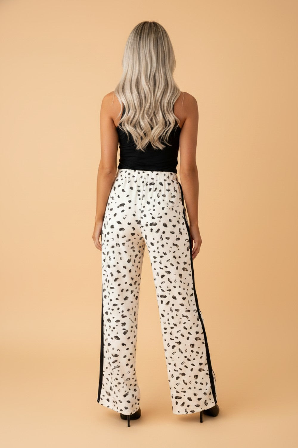 Leopard Side Stripe Loose Drawstring Pants