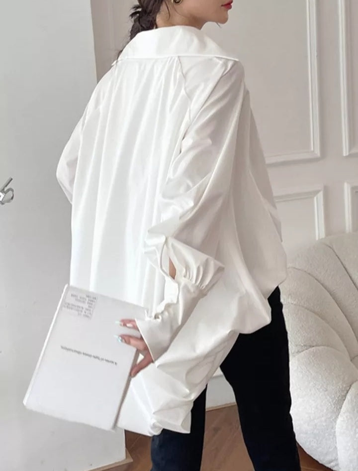 Minimalist irregular asymmetricial elegant women blouses