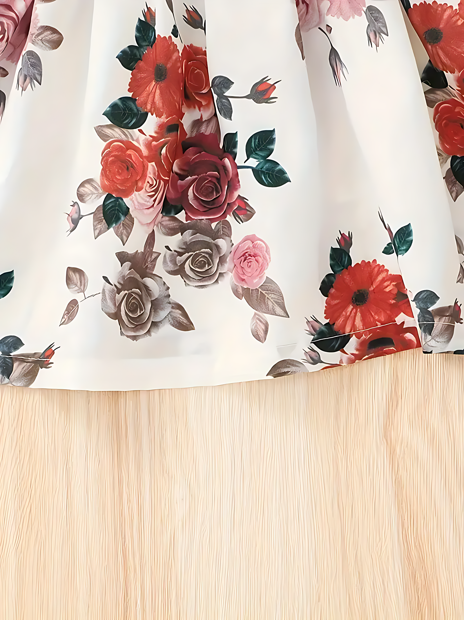 Girl's Lycra Floral Printed marron Frock Dress 1-2 Years