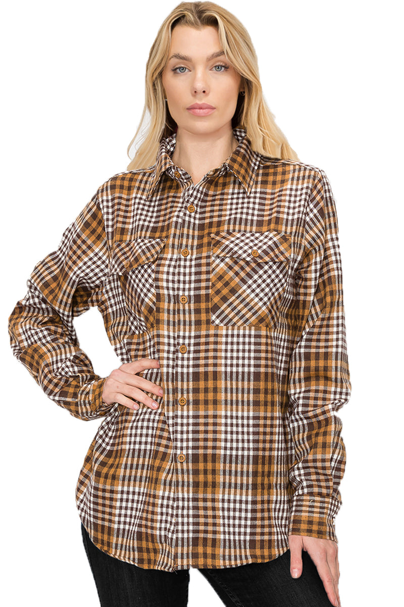 Oversize Boyfriend Plaid Checkered Flannel FL104