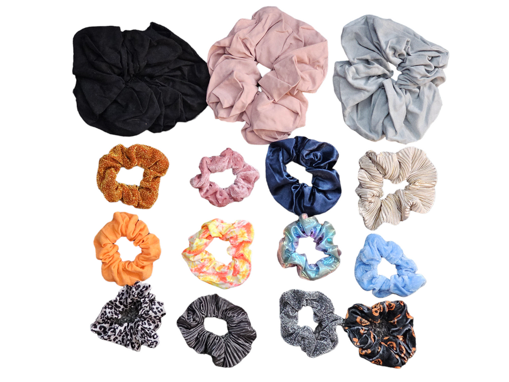 Chic Assorted Designer Hair Scrunchies 15-Pack - Trendy Patterns