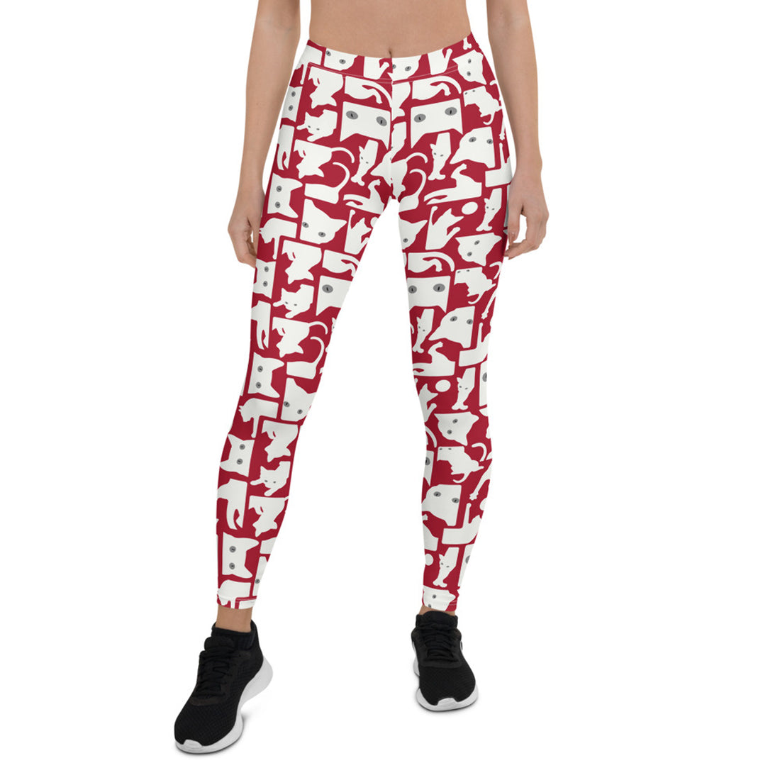 White cat silhouette on red Maroon Sooty women&