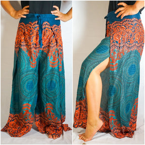 Teal Palazzo Wrap Pants, Hippie Pants, Boho Pants, Harem Flow Pants