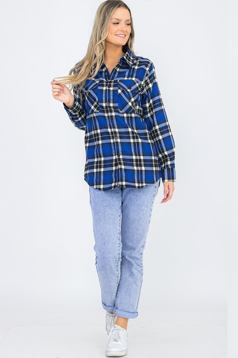 Oversize Boyfriend Plaid Checkered Flannel FL104