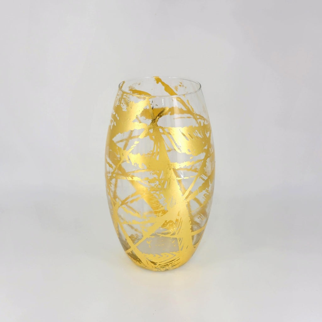 AMARYLLIS 12" Gold Gilded Glass Bullet Vase