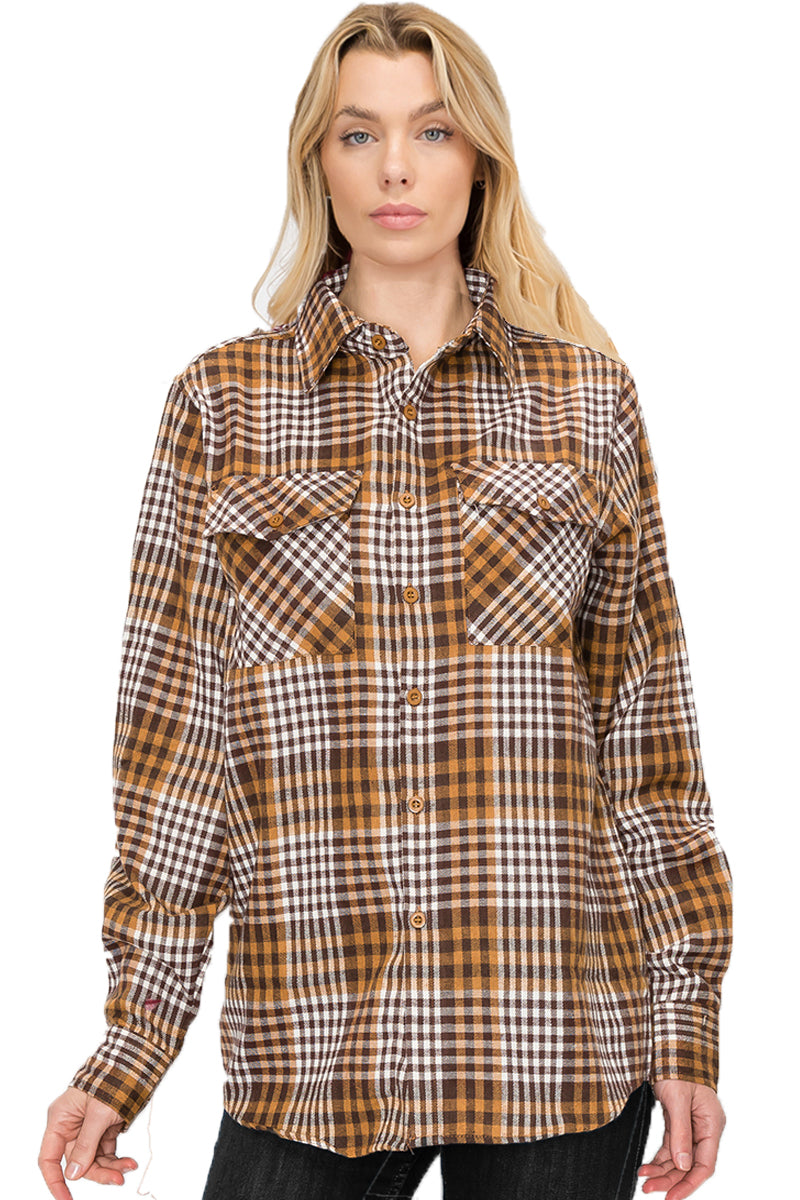 Oversize Boyfriend Plaid Checkered Flannel FL104