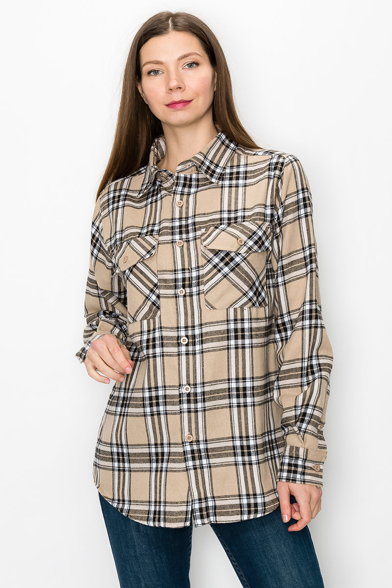 Oversize Boyfriend Plaid Checkered Flannel FL108