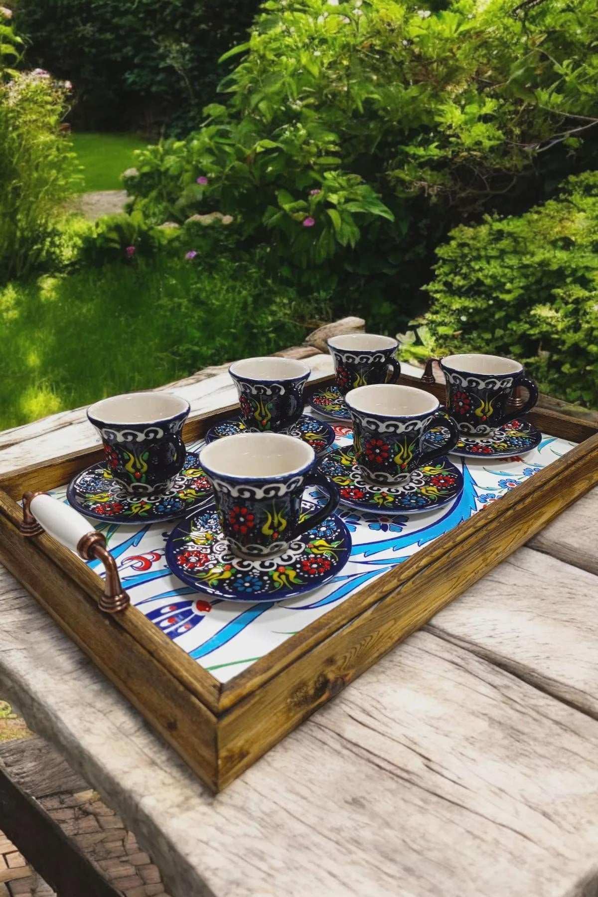 Handmade Embossed Coffee Cup Set for Turkish Coffee or Espresso