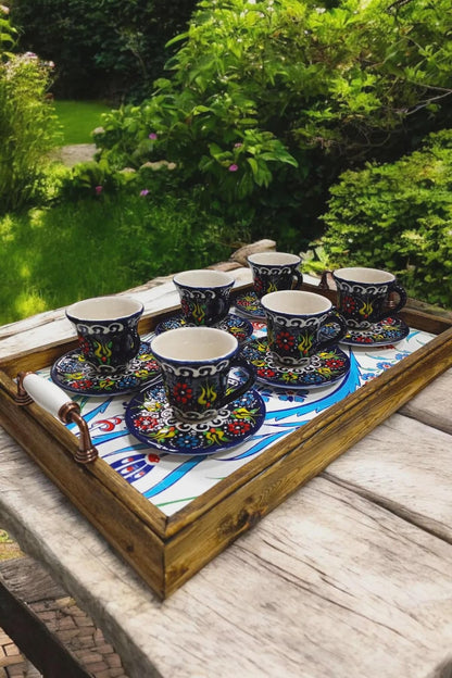 Handmade Embossed Coffee Cup Set for Turkish Coffee or Espresso