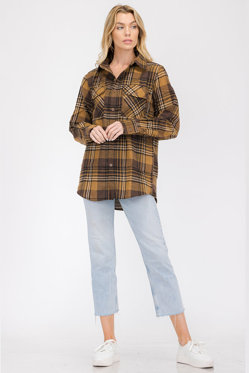 Oversize Boyfriend Plaid Checkered Flannel FL104