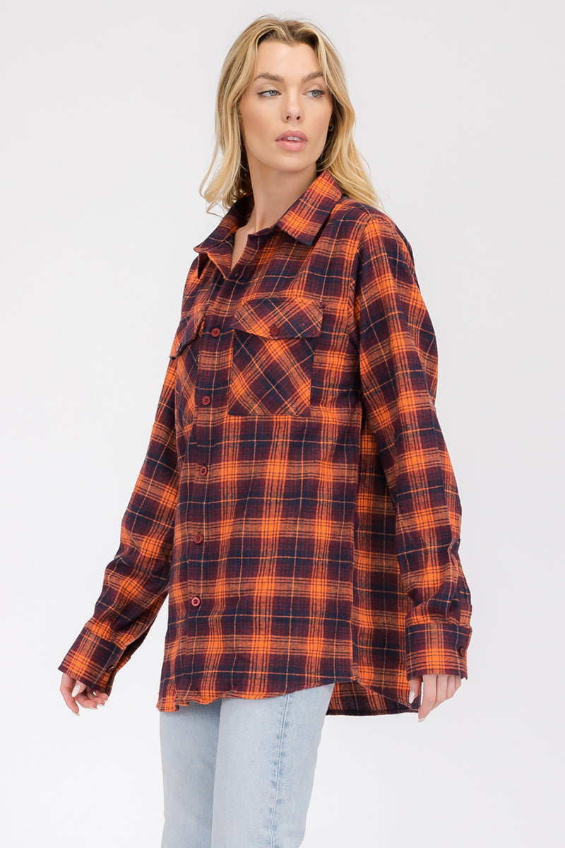 Oversize Boyfriend Plaid Checkered Flannel FL102