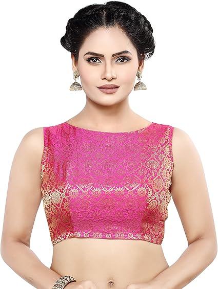 Womens Rich Banaras Brocade Saree Blouse (Color-PINK)