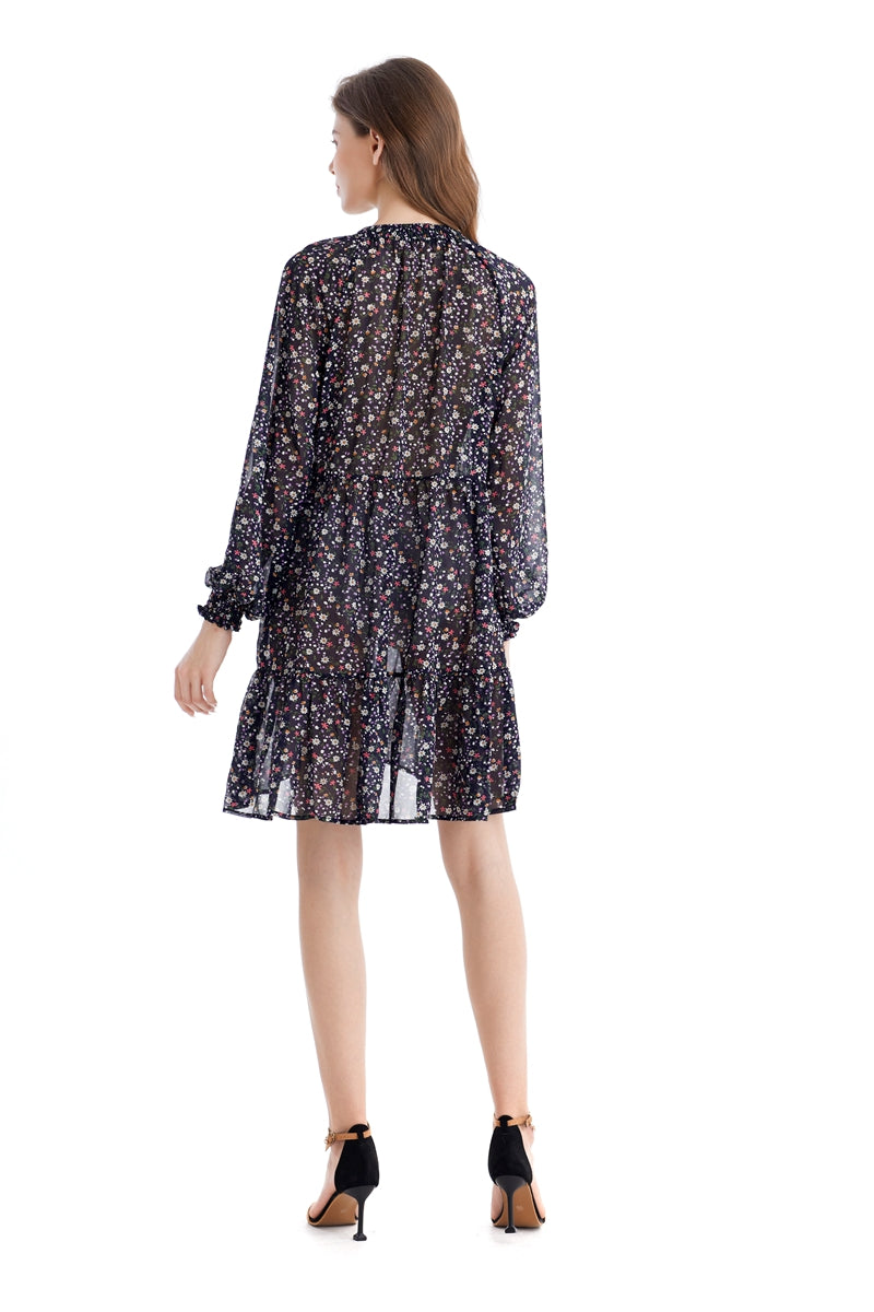 Chiffon Dresses Loose Waist Printing Temperament A