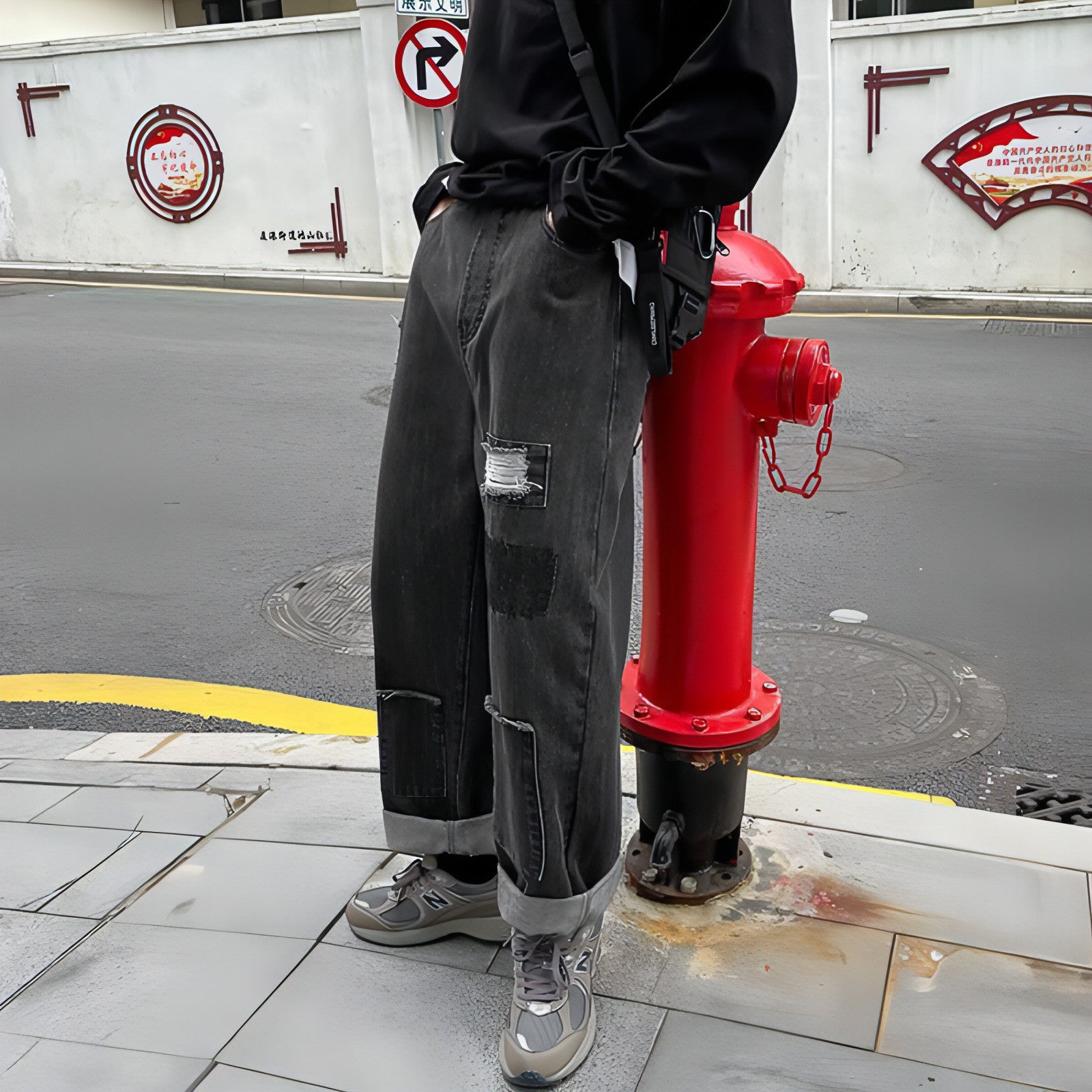 DenimDare™ Trousers Ripped Jeans Men Loose Straight Leg