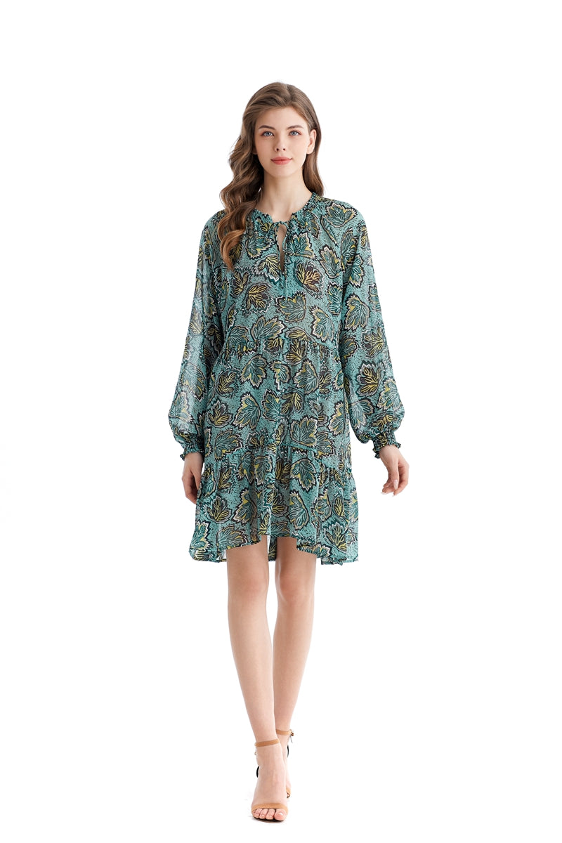 Chiffon Dresses Loose Waist Printing Temperament A