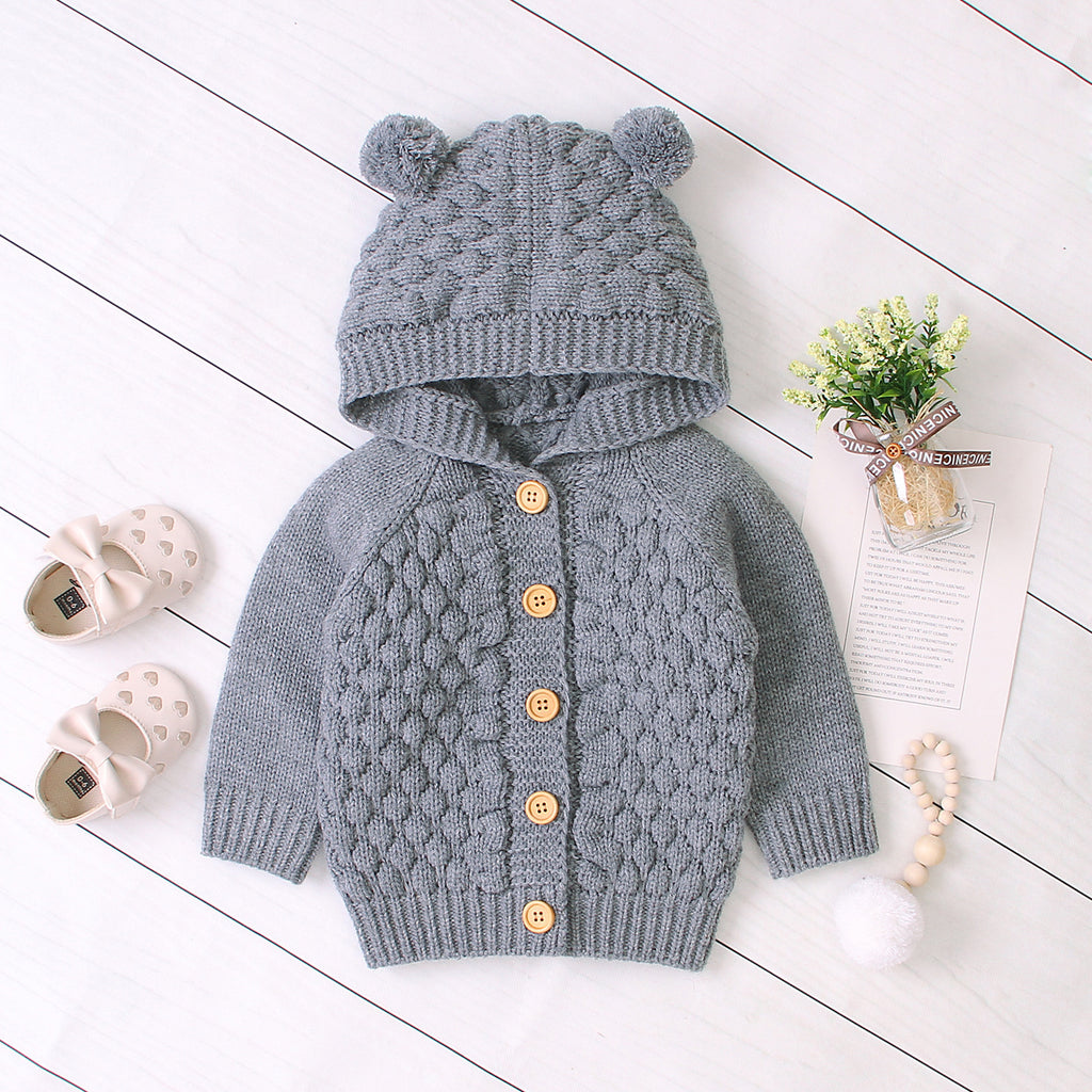 KuschelGlöckchen™ – Hooded Knit Jacket with Pom-Pom