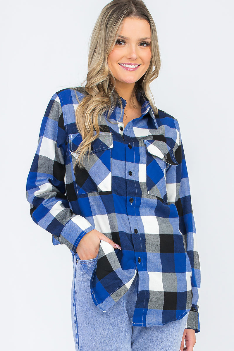 Oversize Boyfriend Plaid Checkered Flannel FL112