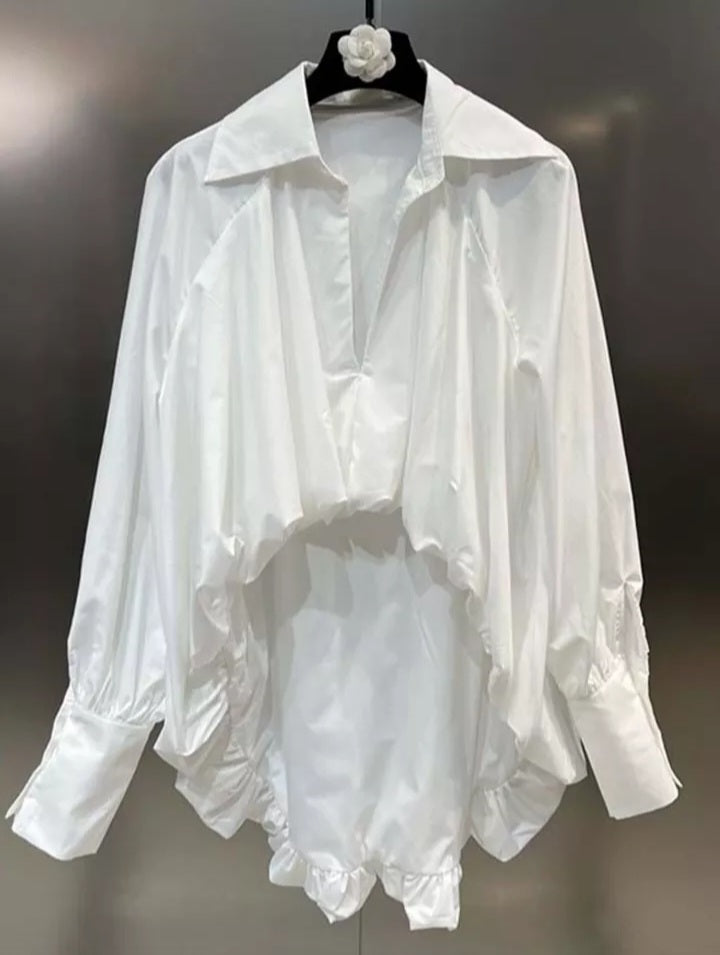 Minimalist irregular asymmetricial elegant women blouses