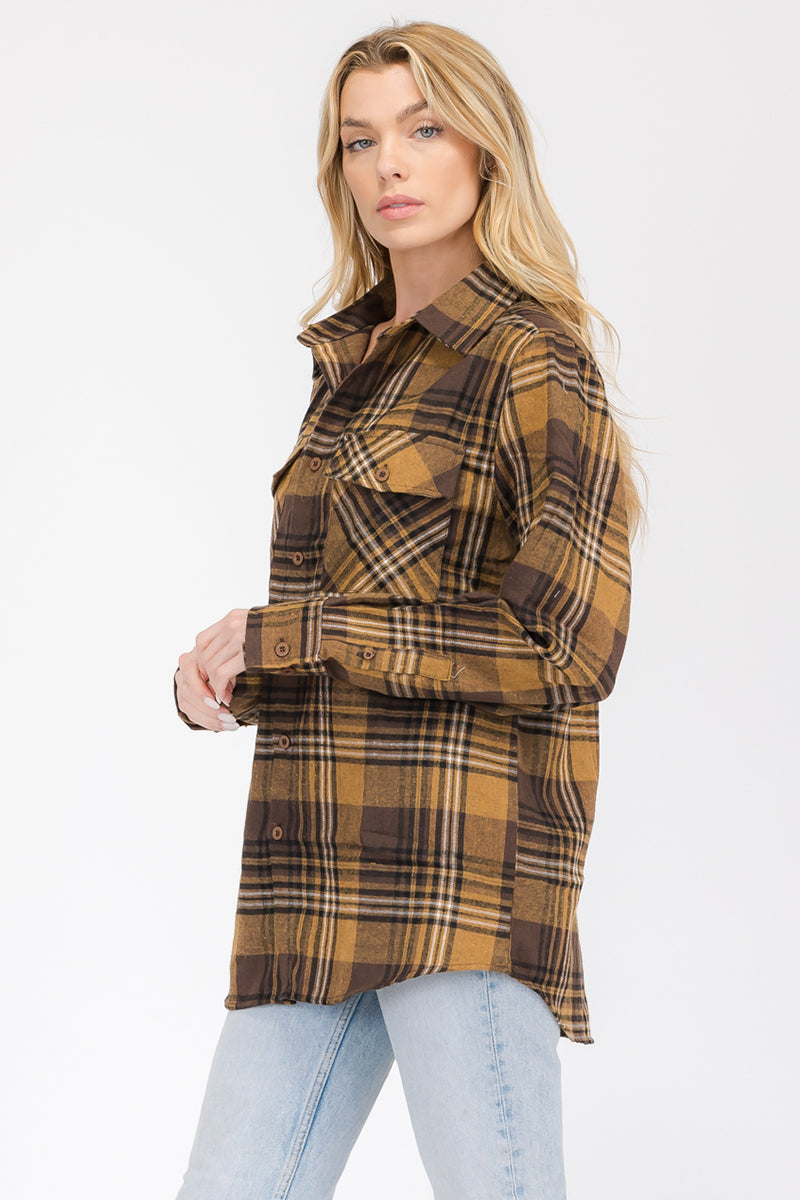 Oversize Boyfriend Plaid Checkered Flannel FL104