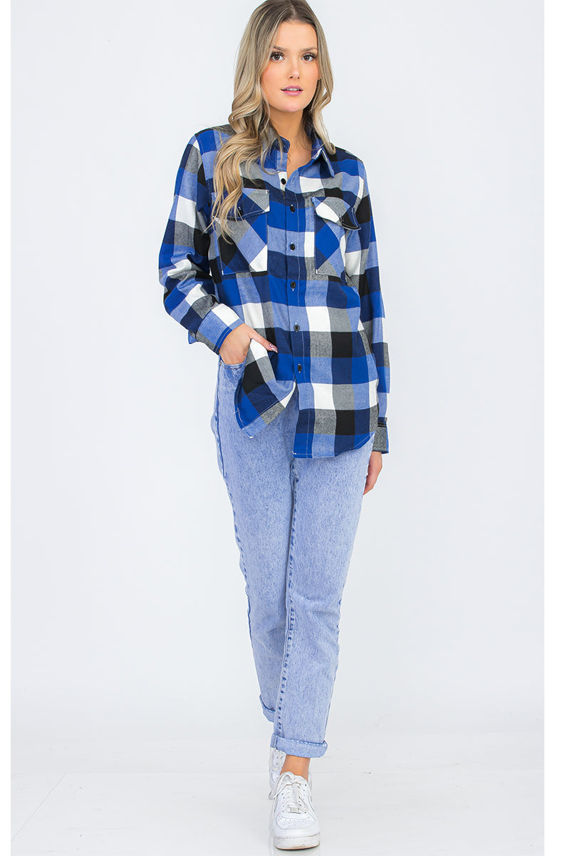 Oversize Boyfriend Plaid Checkered Flannel FL112