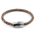 Taupe Grey Hayling Silver and Braided Leather Bracelet