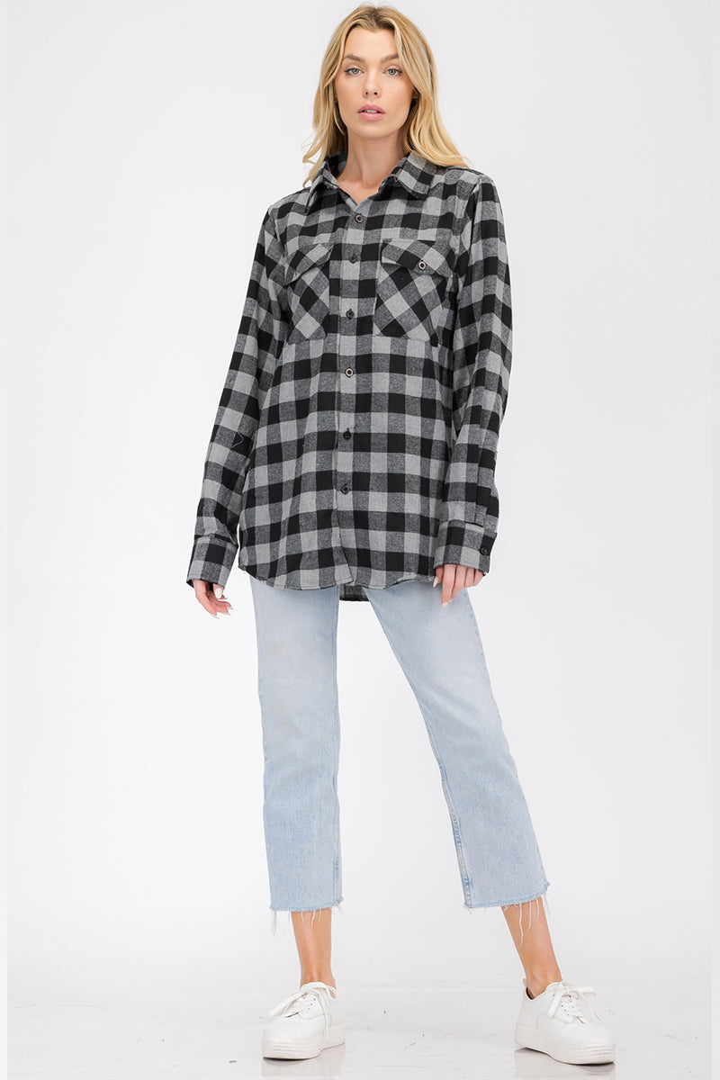 Oversize Boyfriend Plaid Checkered Flannel FL101