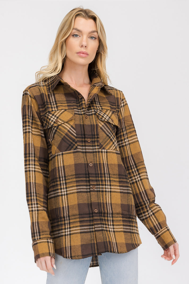 Oversize Boyfriend Plaid Checkered Flannel FL104