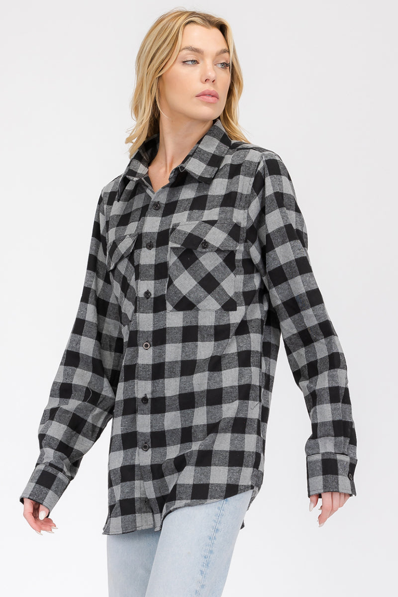 Oversize Boyfriend Plaid Checkered Flannel FL101