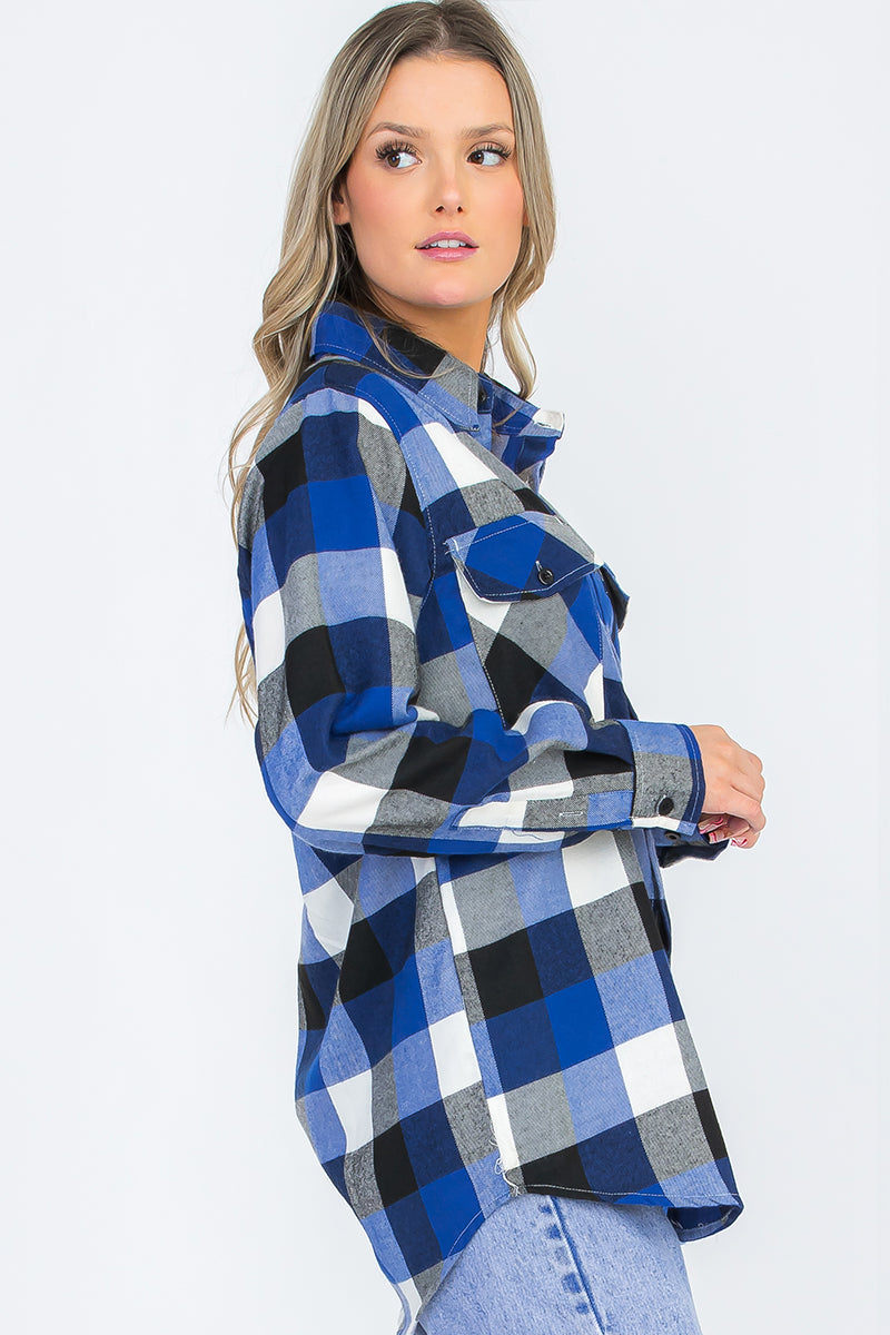 Oversize Boyfriend Plaid Checkered Flannel FL112