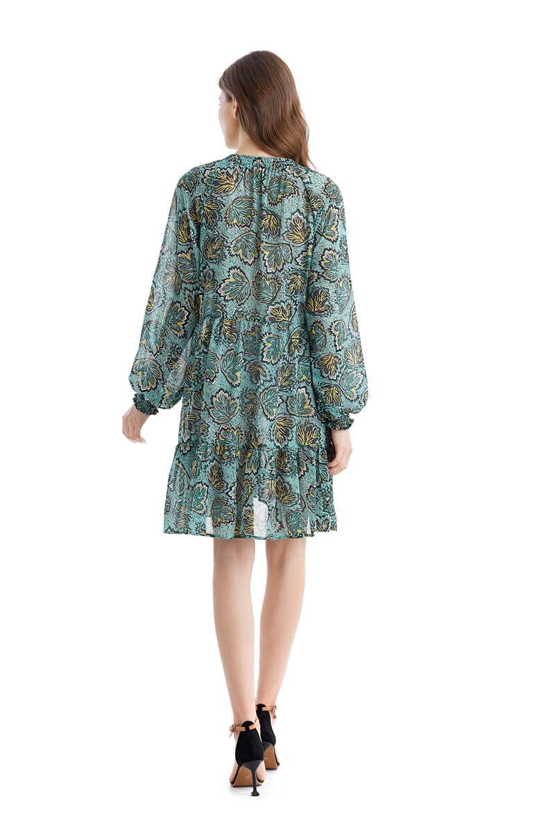 Chiffon Dresses Loose Waist Printing Temperament A