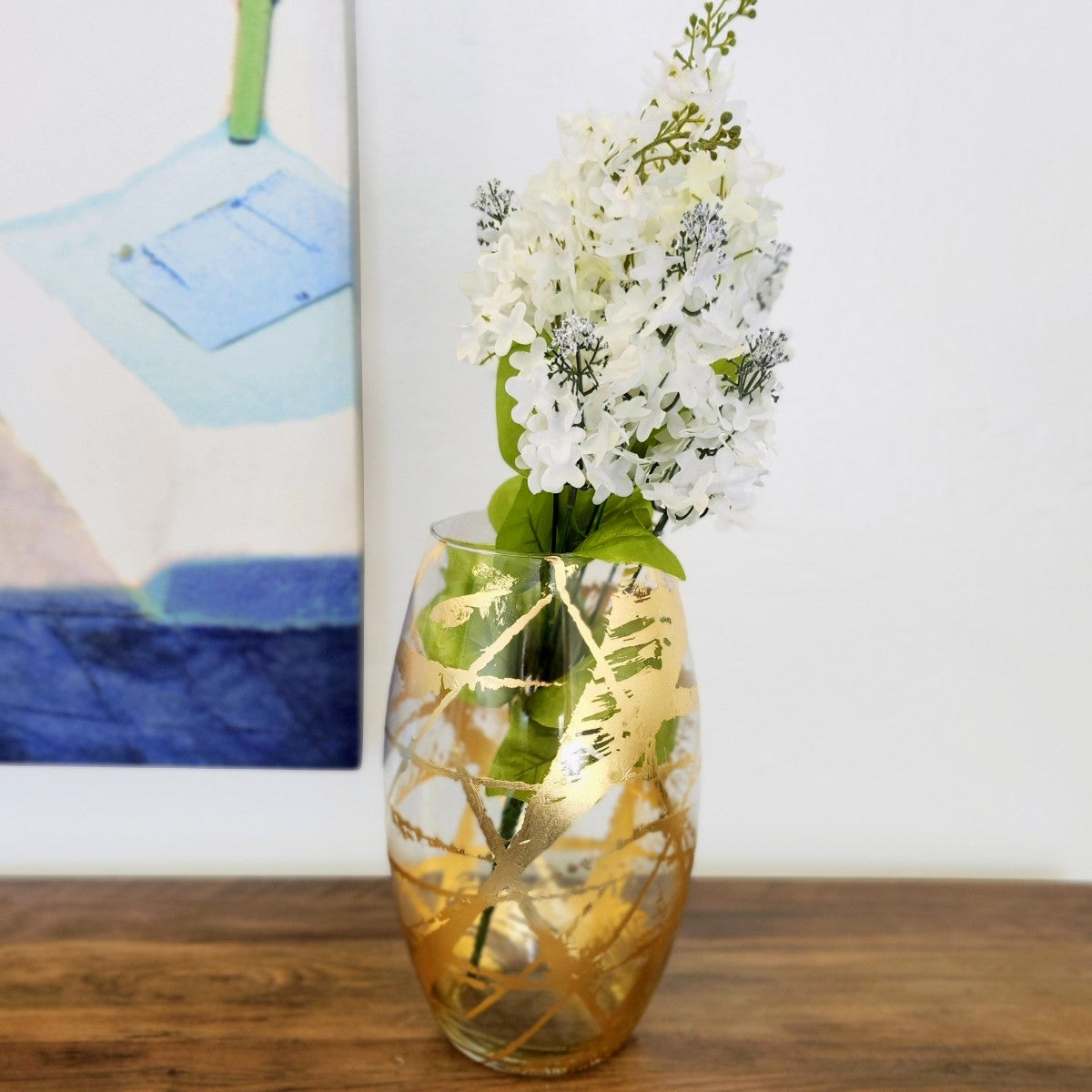AMARYLLIS 12" Gold Gilded Glass Bullet Vase