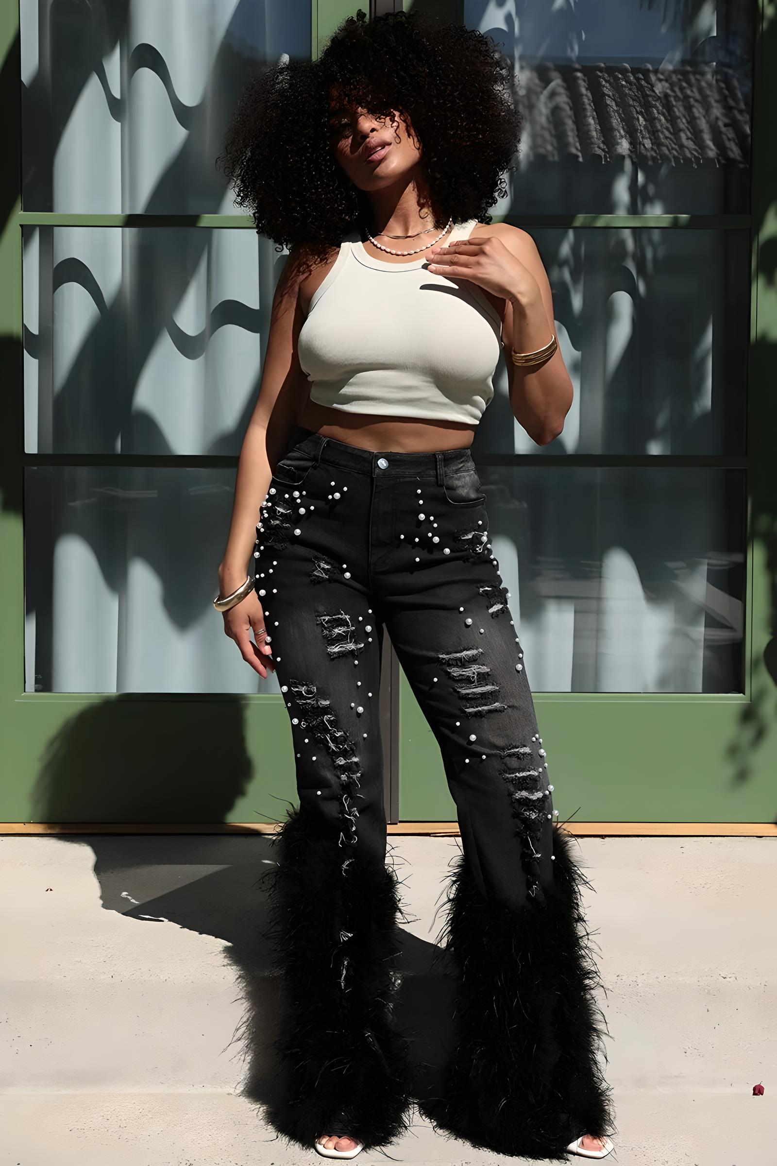 Glam Wool Beaded Jeans – Runway Edition 25