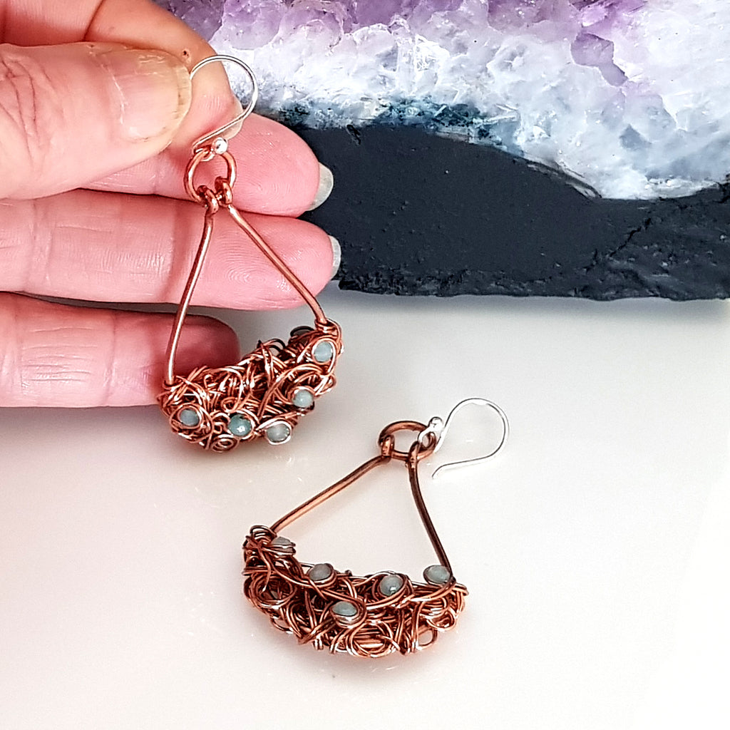 Teardrop Tangled - Copper Earrings