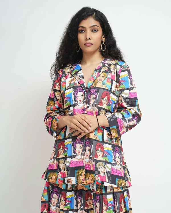 Multicolor Trendy Design Skirt Co-Ord Set For Women