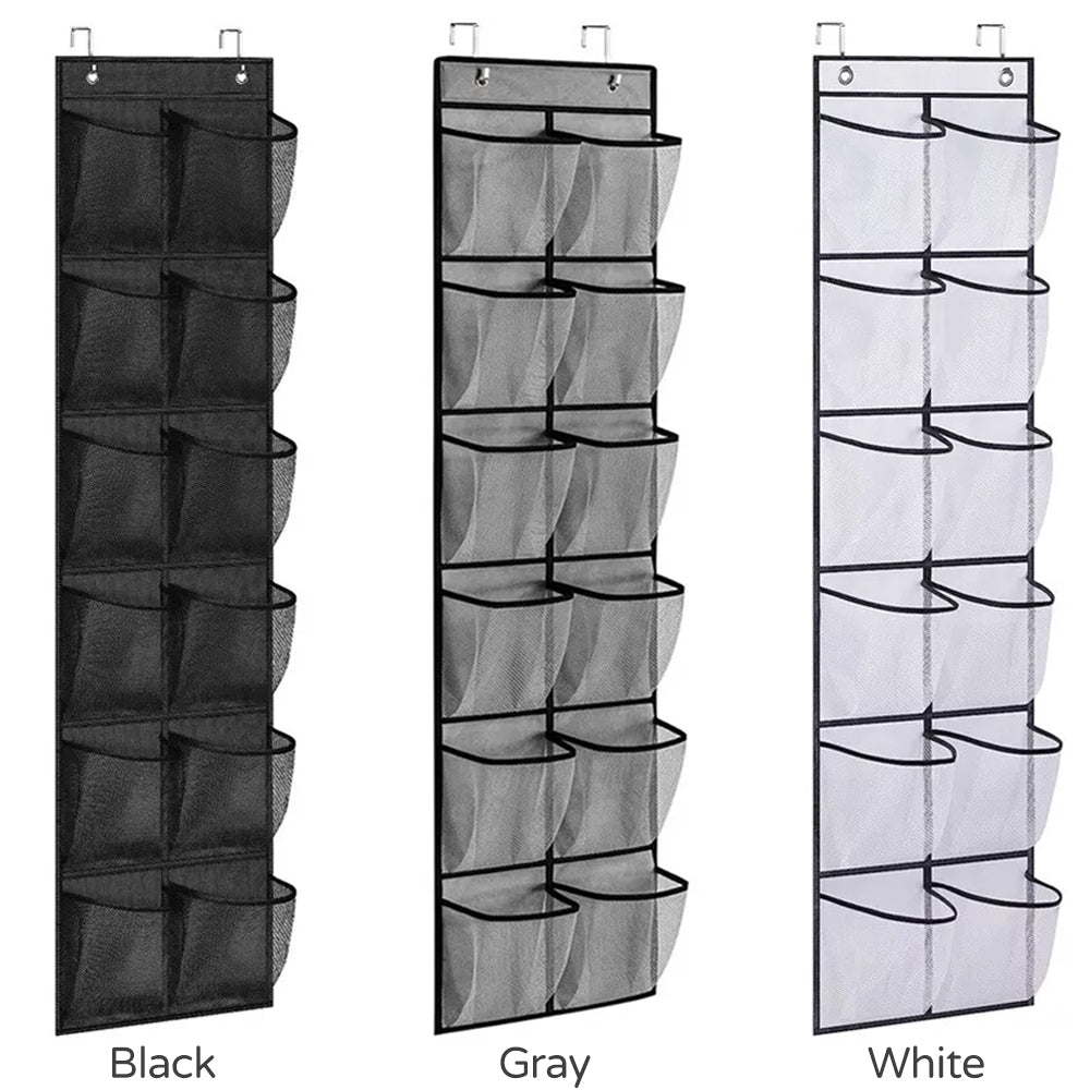 12 Pockets Over Door Hanging Shoe Storage Organizer Rack Holder Closet
