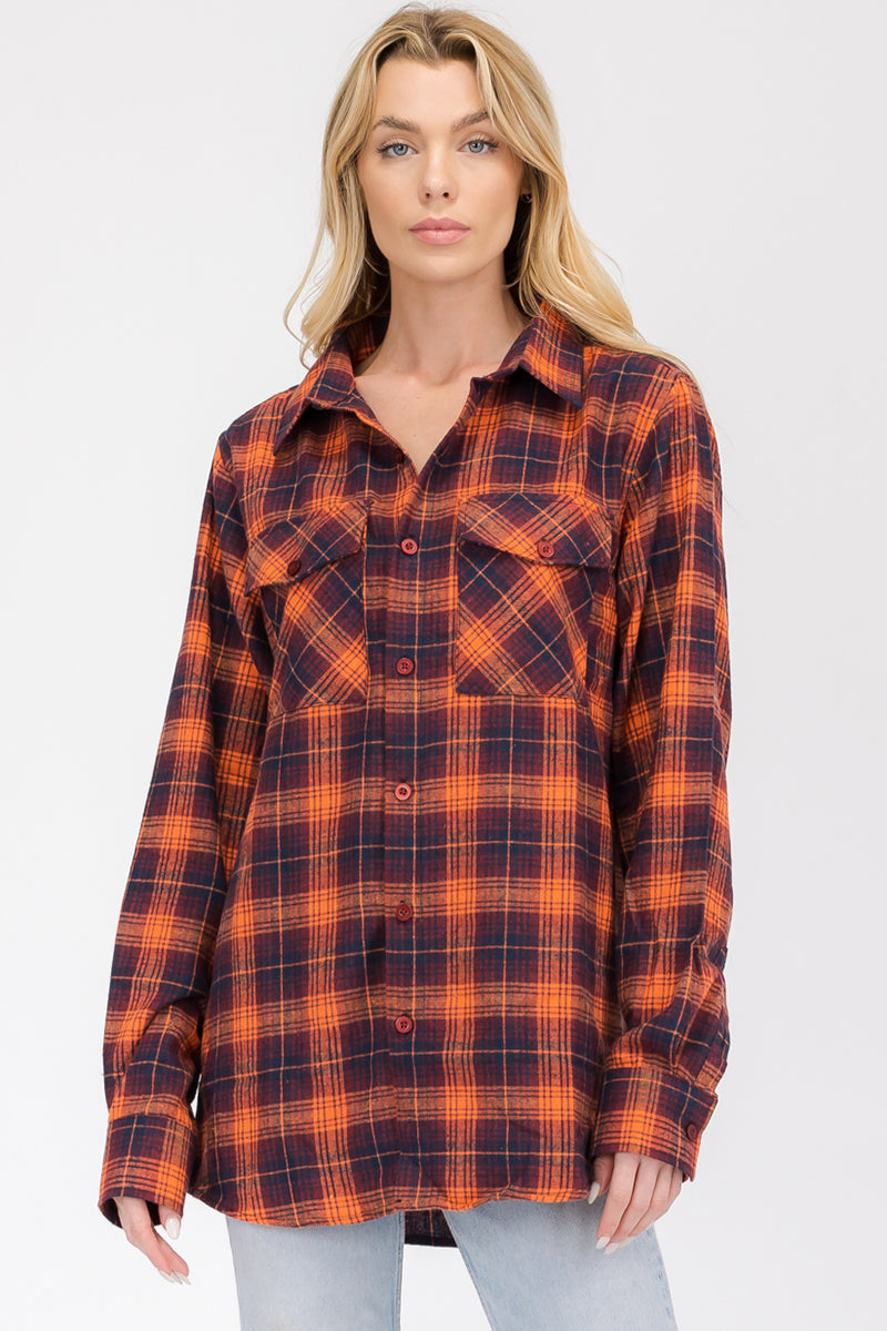 Oversize Boyfriend Plaid Checkered Flannel FL102