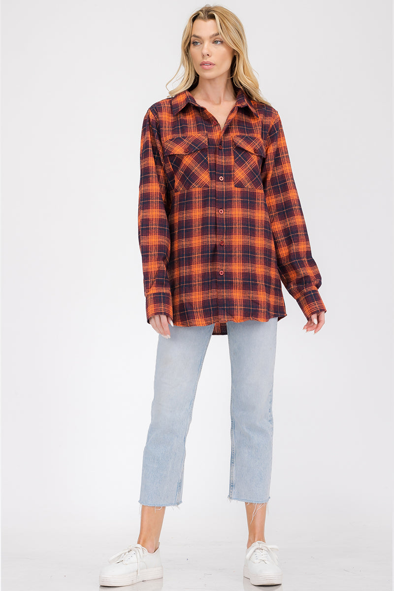Oversize Boyfriend Plaid Checkered Flannel FL102