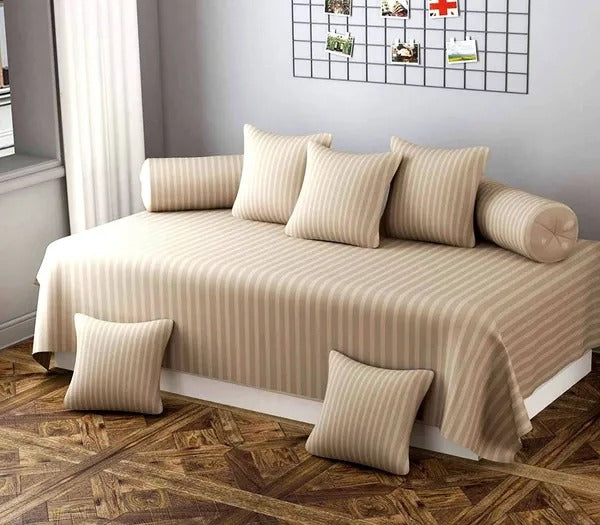 Diwan Set Of 8 Pcs, One Single Flat Bedsheet With 5 Cushion Covers
