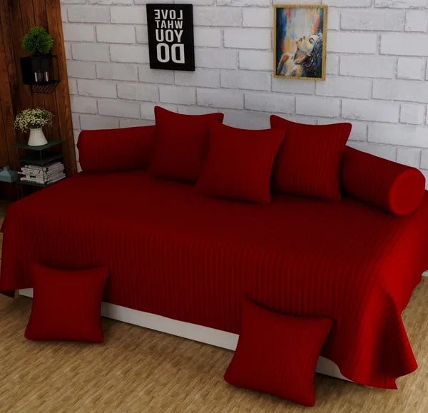 Diwan Set Of 8 Pcs, One Single Flat Bedsheet With 5 Cushion Covers