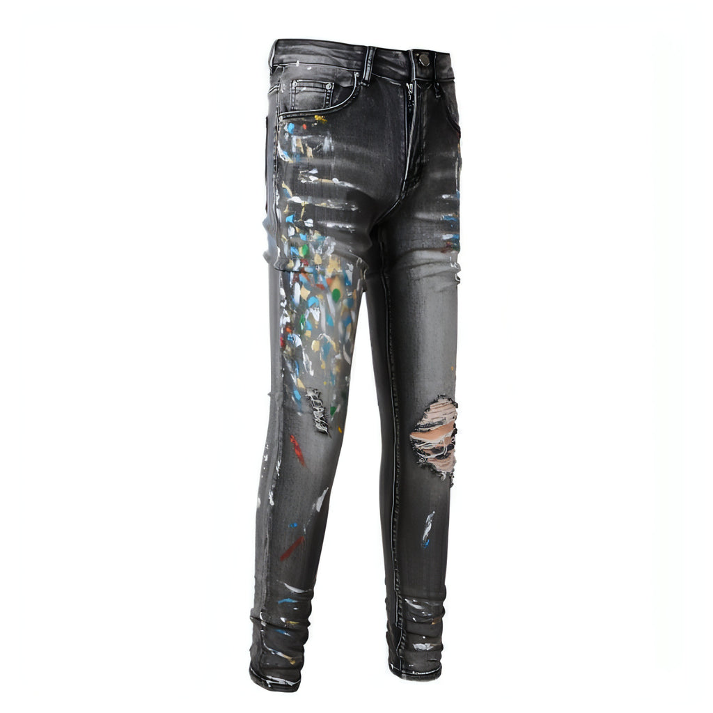 DenimDare™ Washed Elastic Slim Fitting Gray Jeans For Men