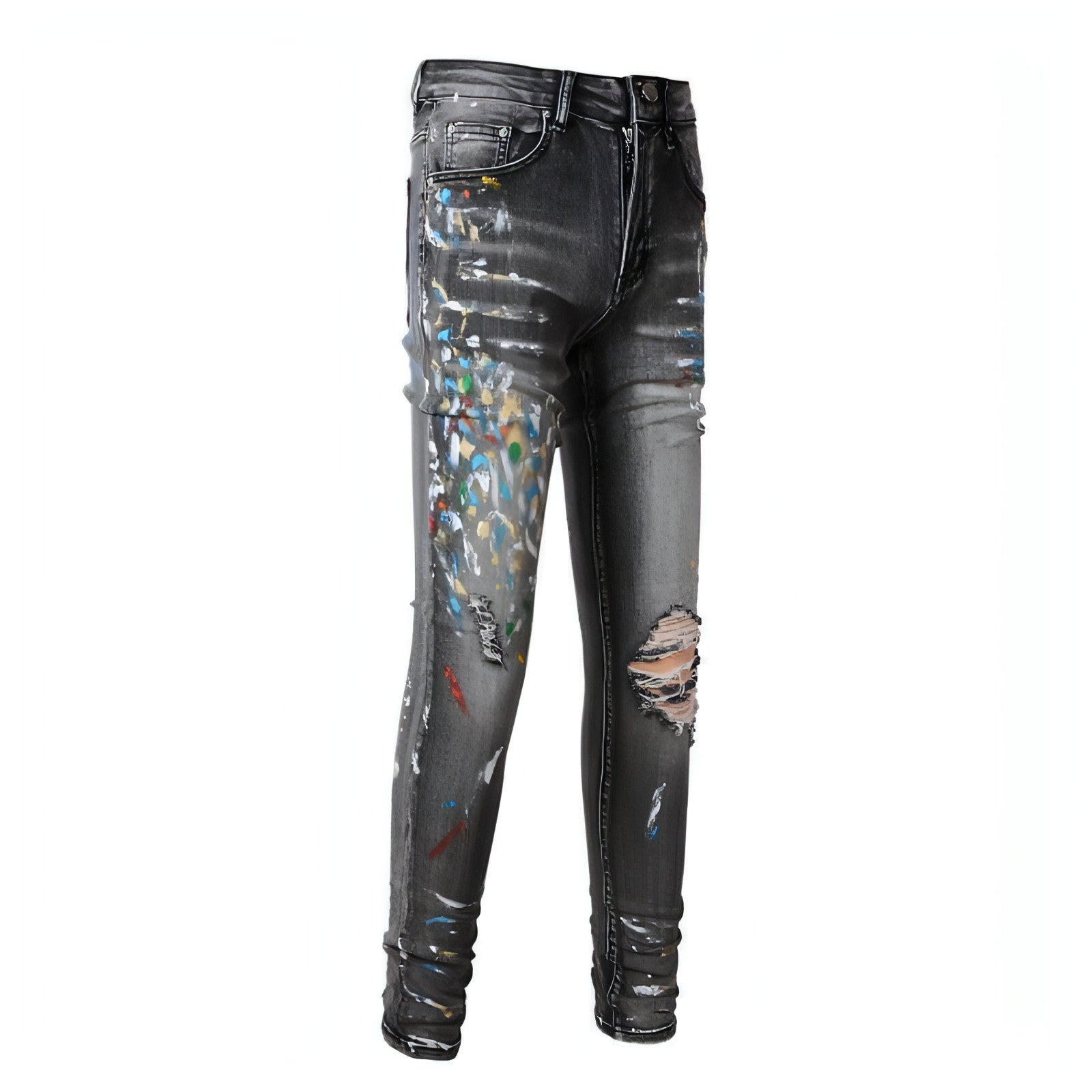 DenimDare™ Washed Elastic Slim Fitting Gray Jeans For Men