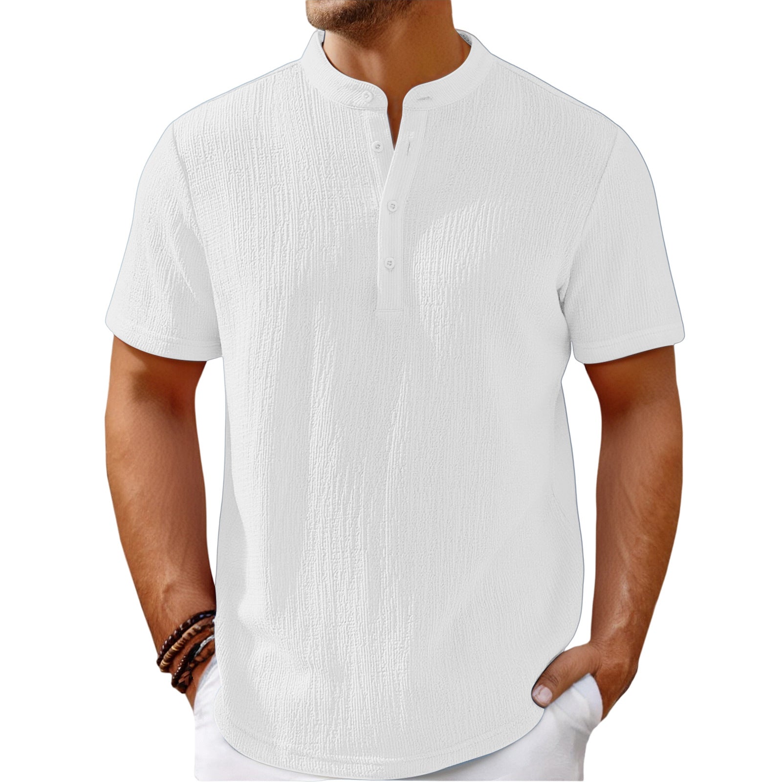 Striped Cotton-Linen Henley – Haute Edition 25