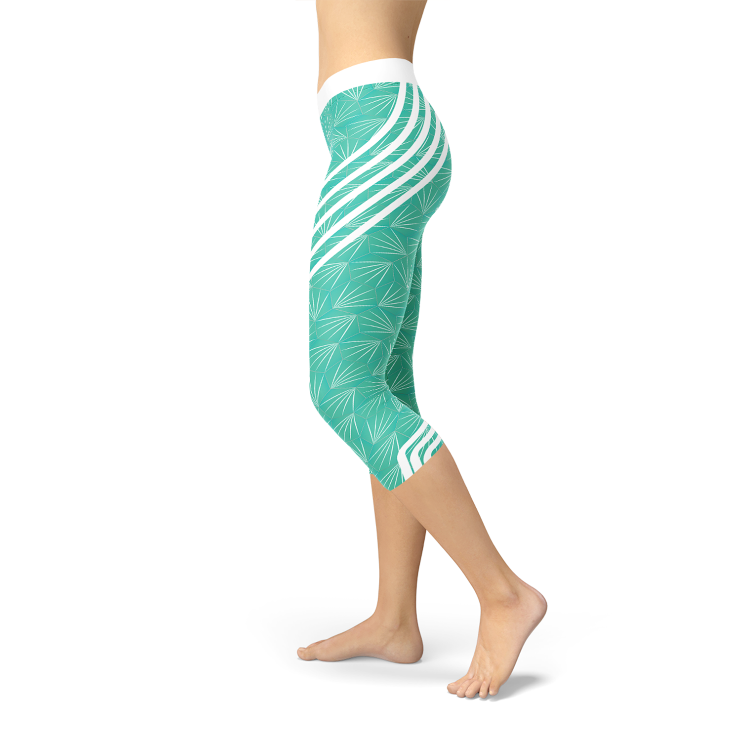 Maroon Sooty turquoise sports capri leggings with a fitted stretch design for active wear and workout comfort.