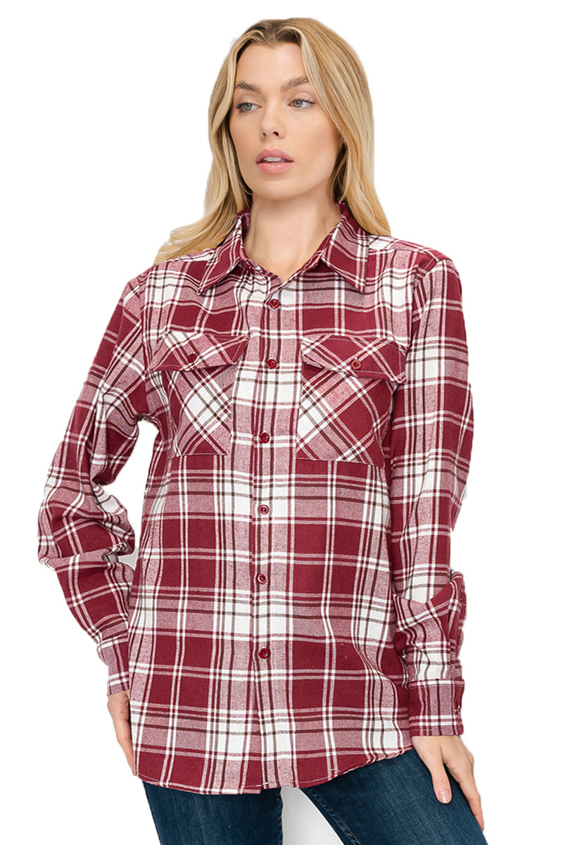 Oversize Boyfriend Plaid Checkered Flannel FL106