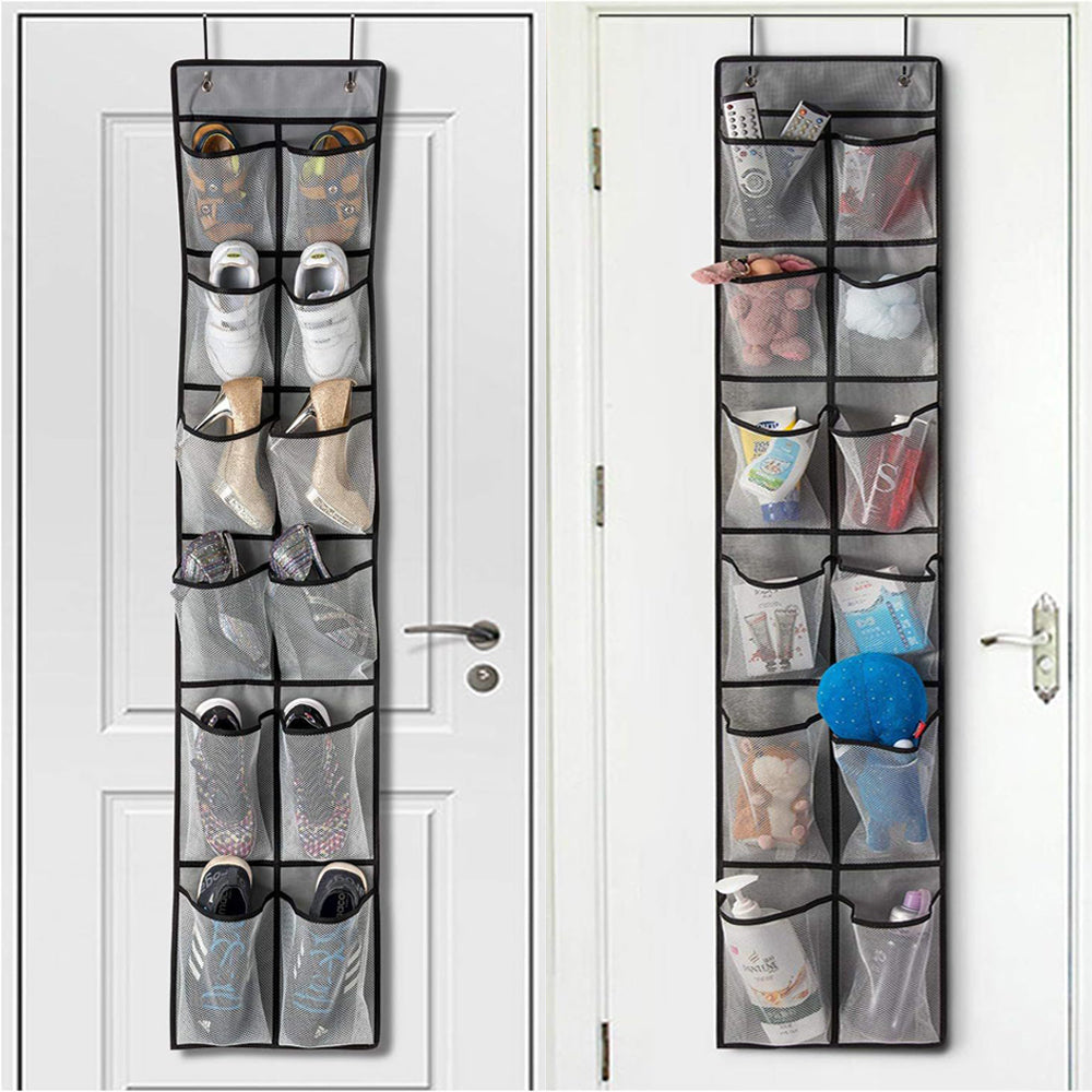 12 Pockets Over Door Hanging Shoe Storage Organizer Rack Holder Closet
