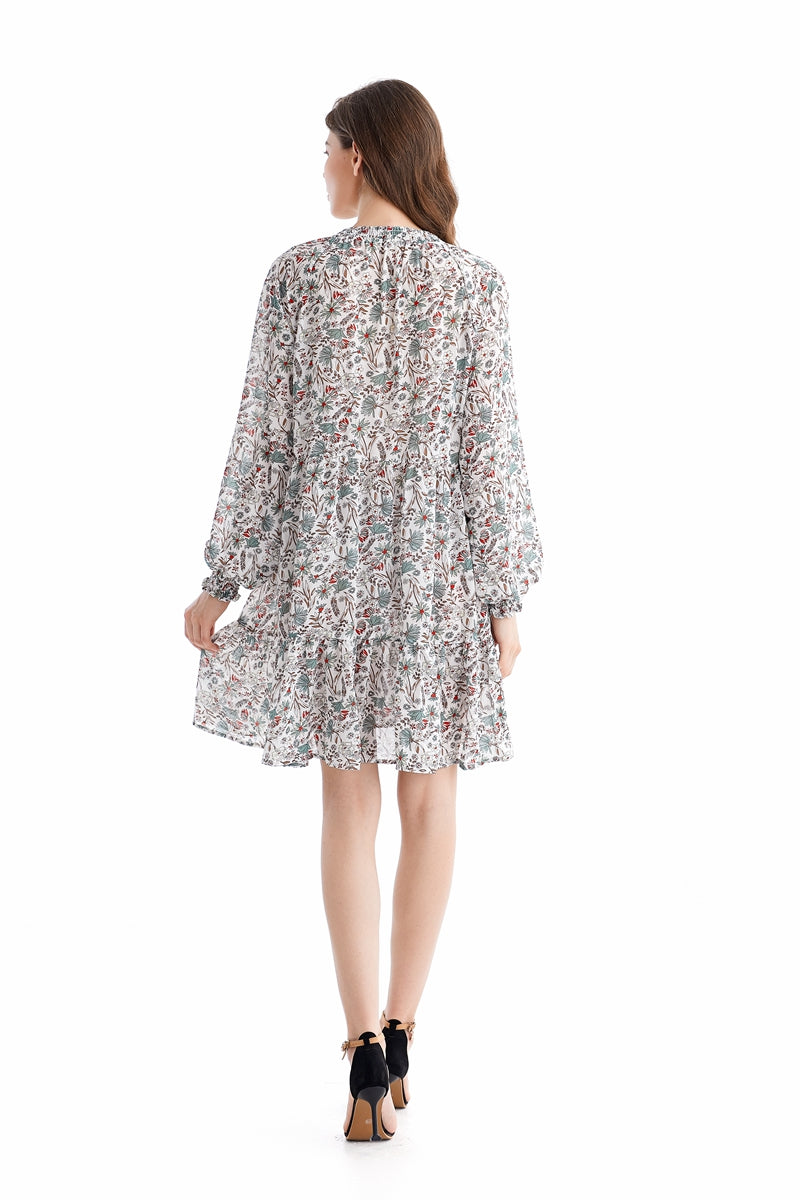 Chiffon Dresses Loose Waist Printing Temperament A