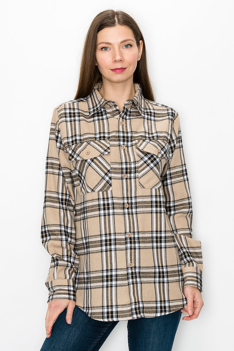 Oversize Boyfriend Plaid Checkered Flannel FL108