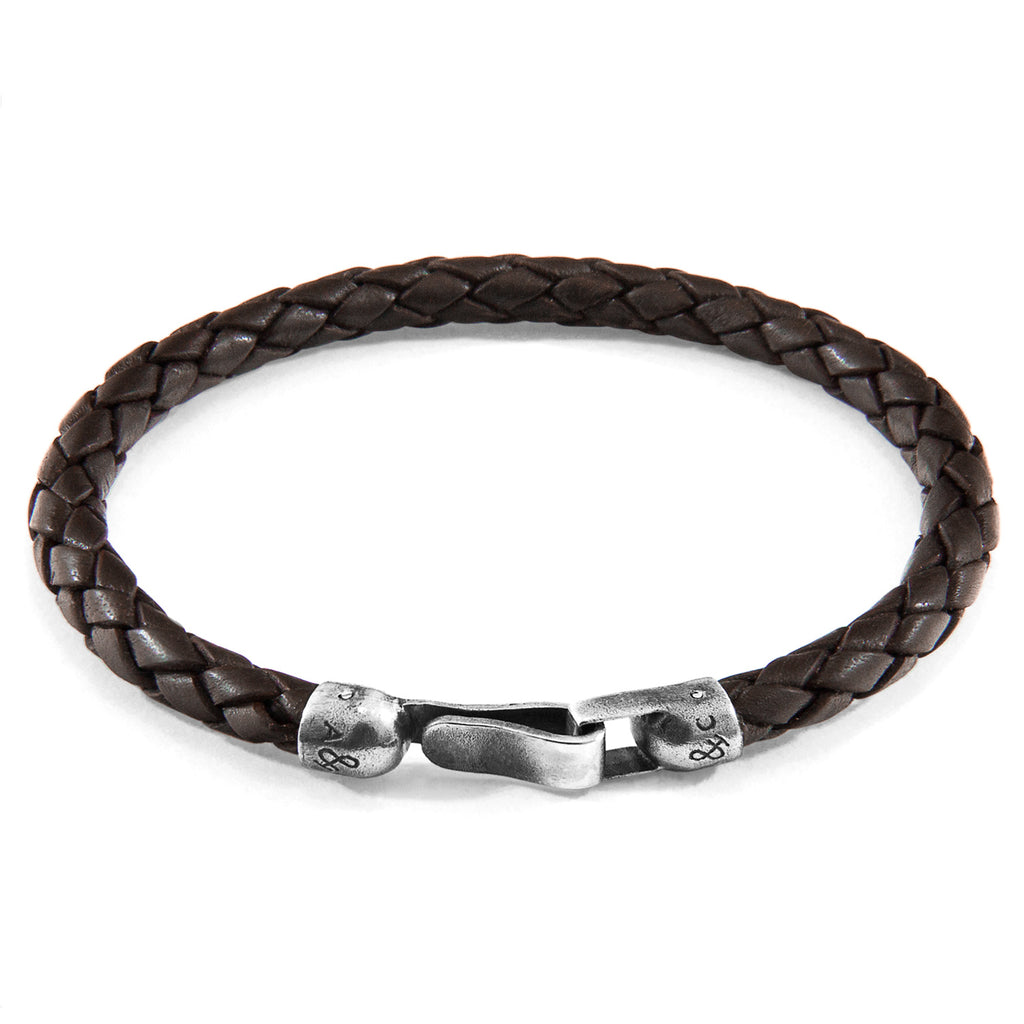 Cacao Brown Skye Silver and Braided Leather Bracelet