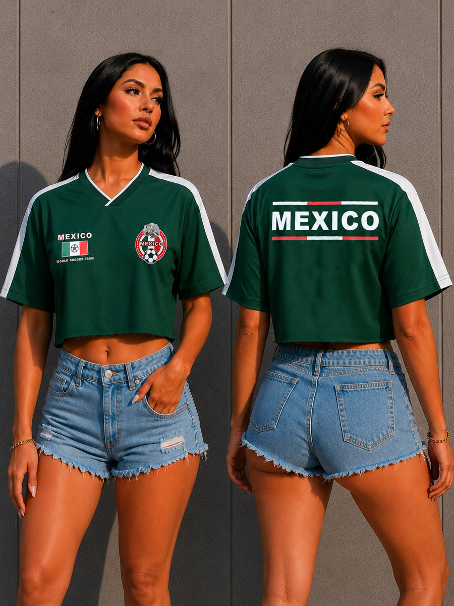 Womens Cropped Mexico Soccer Jersey