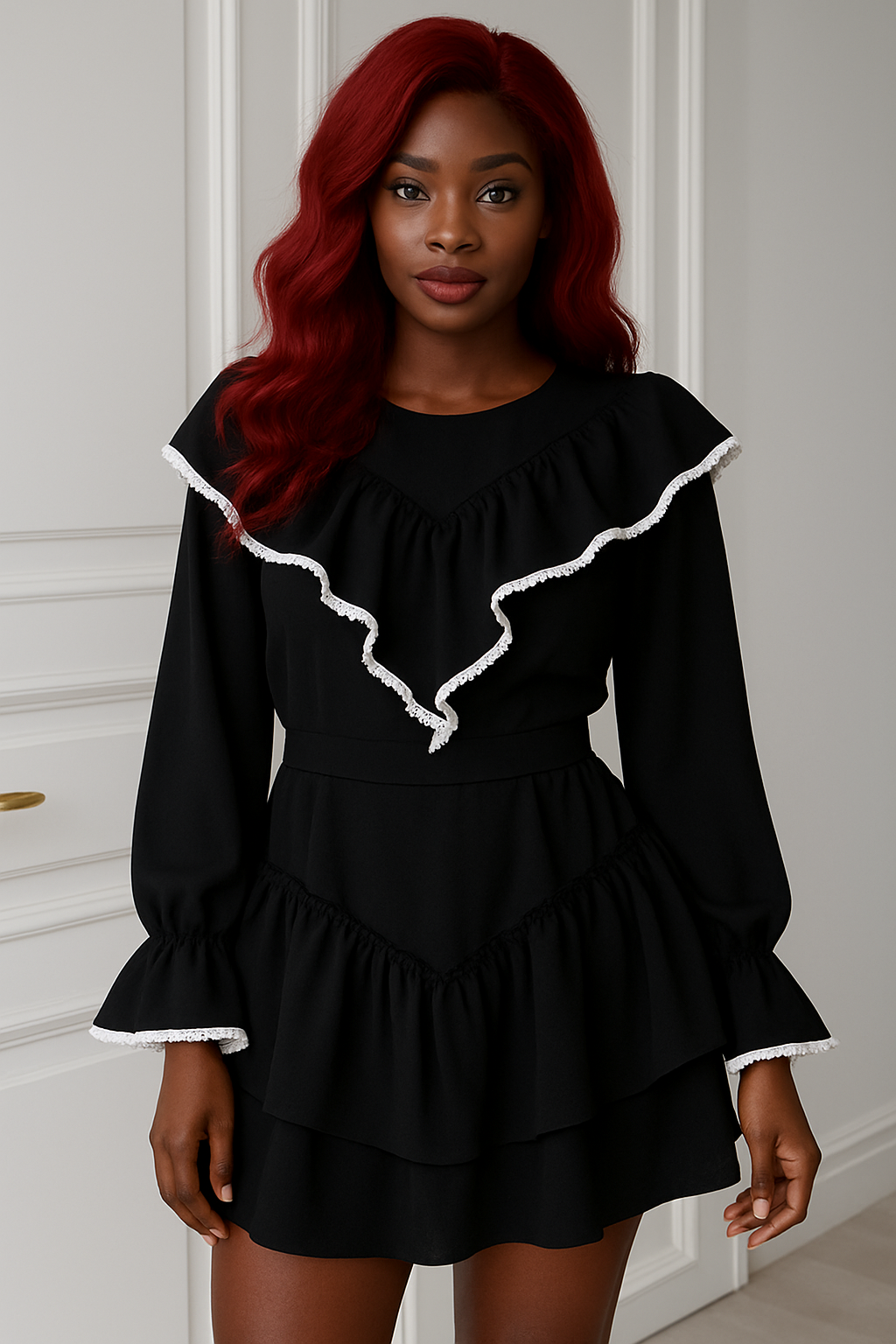 Women's Graceful And Fashionable Bell Sleeve Ruffle Dress